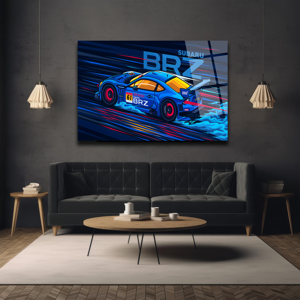 Adrenalin Dolu Subaru BRZ Yarış Arabası Cam Tablo