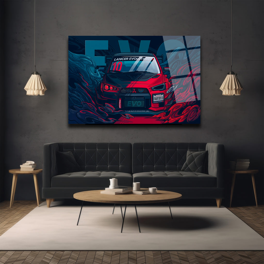 Lancer Evolution X Cam Tablo: Hızın ve Gücün Sanatsal Yansıması
