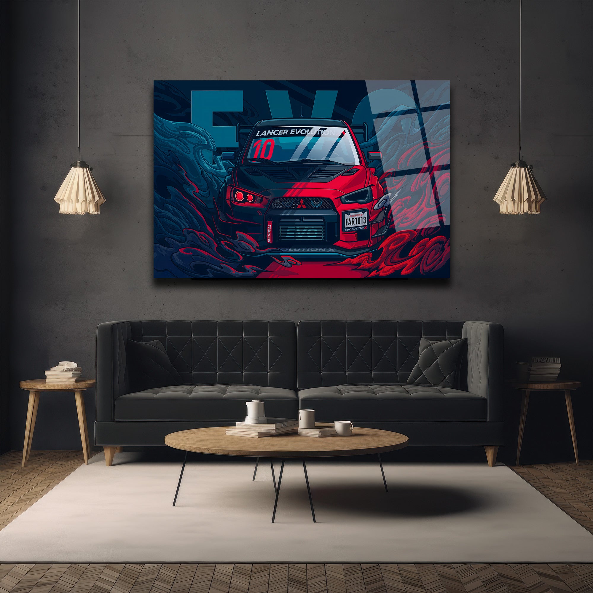 Lancer Evolution X Cam Tablo: Hızın ve Gücün Sanatsal Yansıması