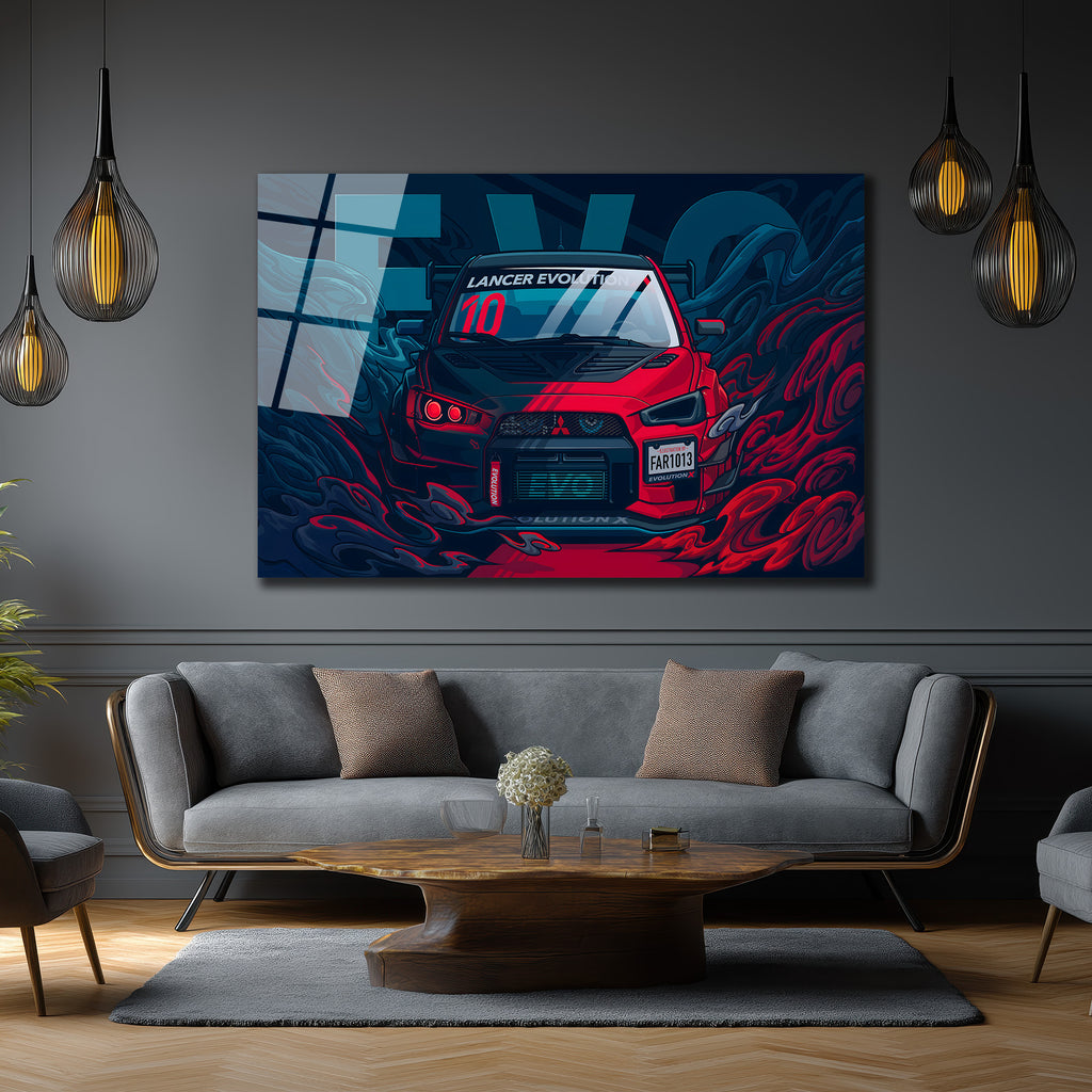 Lancer Evolution X Cam Tablo: Hızın ve Gücün Sanatsal Yansıması