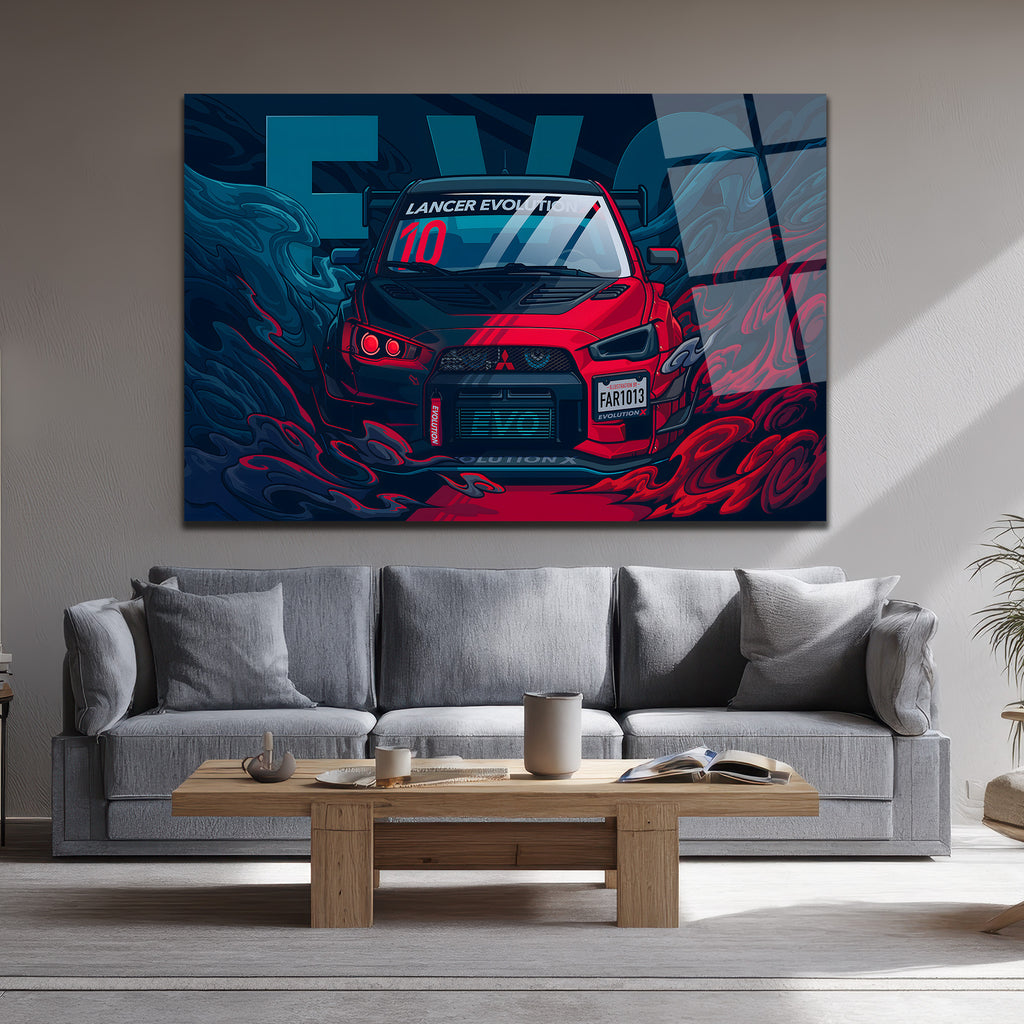 Lancer Evolution X Cam Tablo: Hızın ve Gücün Sanatsal Yansıması