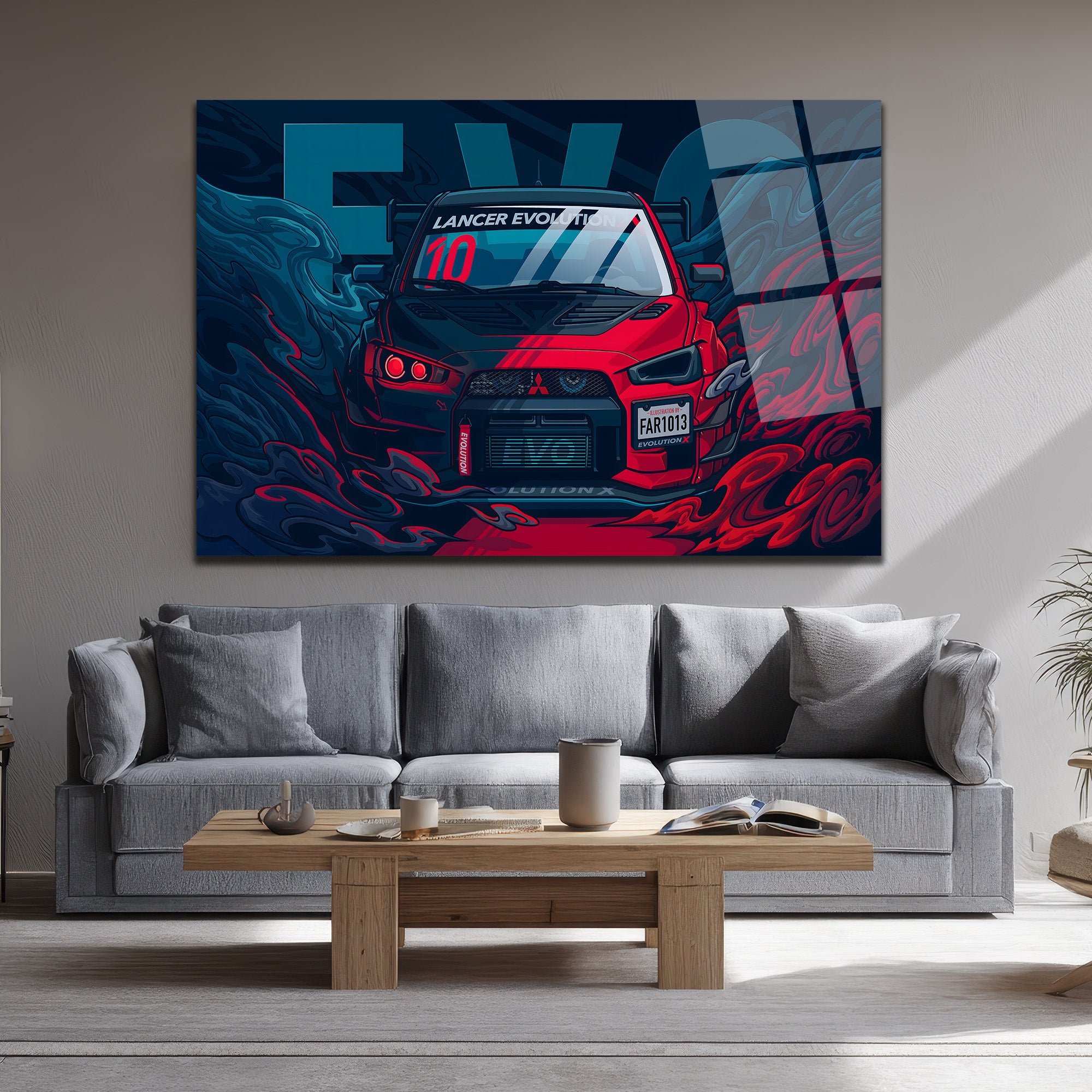 Lancer Evolution X Cam Tablo: Hızın ve Gücün Sanatsal Yansıması