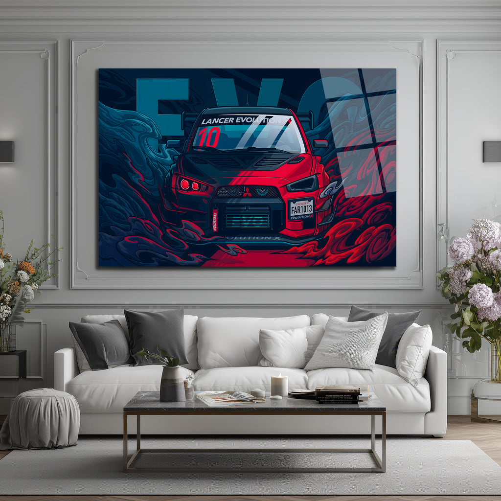 Lancer Evolution X Cam Tablo: Hızın ve Gücün Sanatsal Yansıması