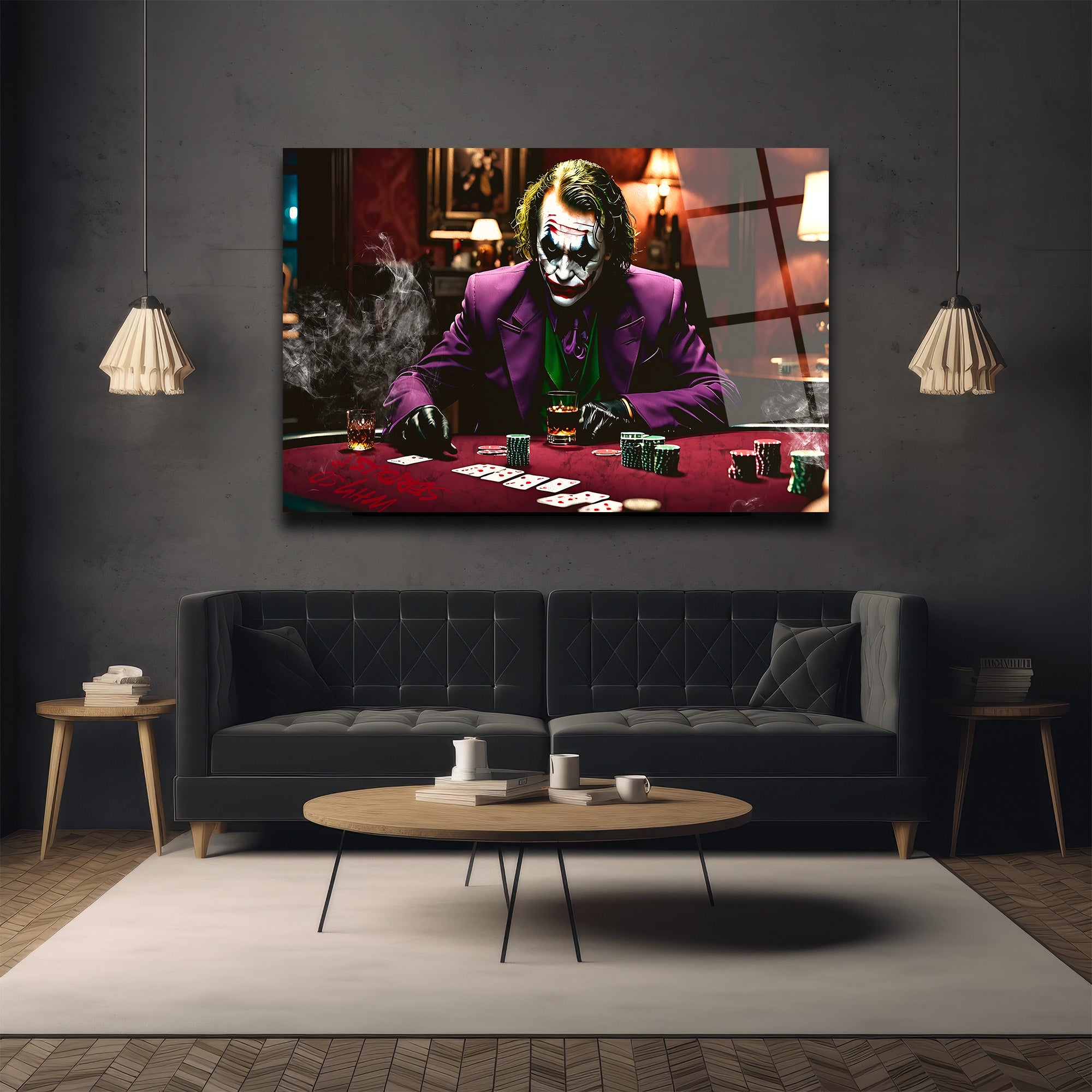 Joker Poker Masasında Cam Tablo - Kural Tanımaz Sanatın İfadesi