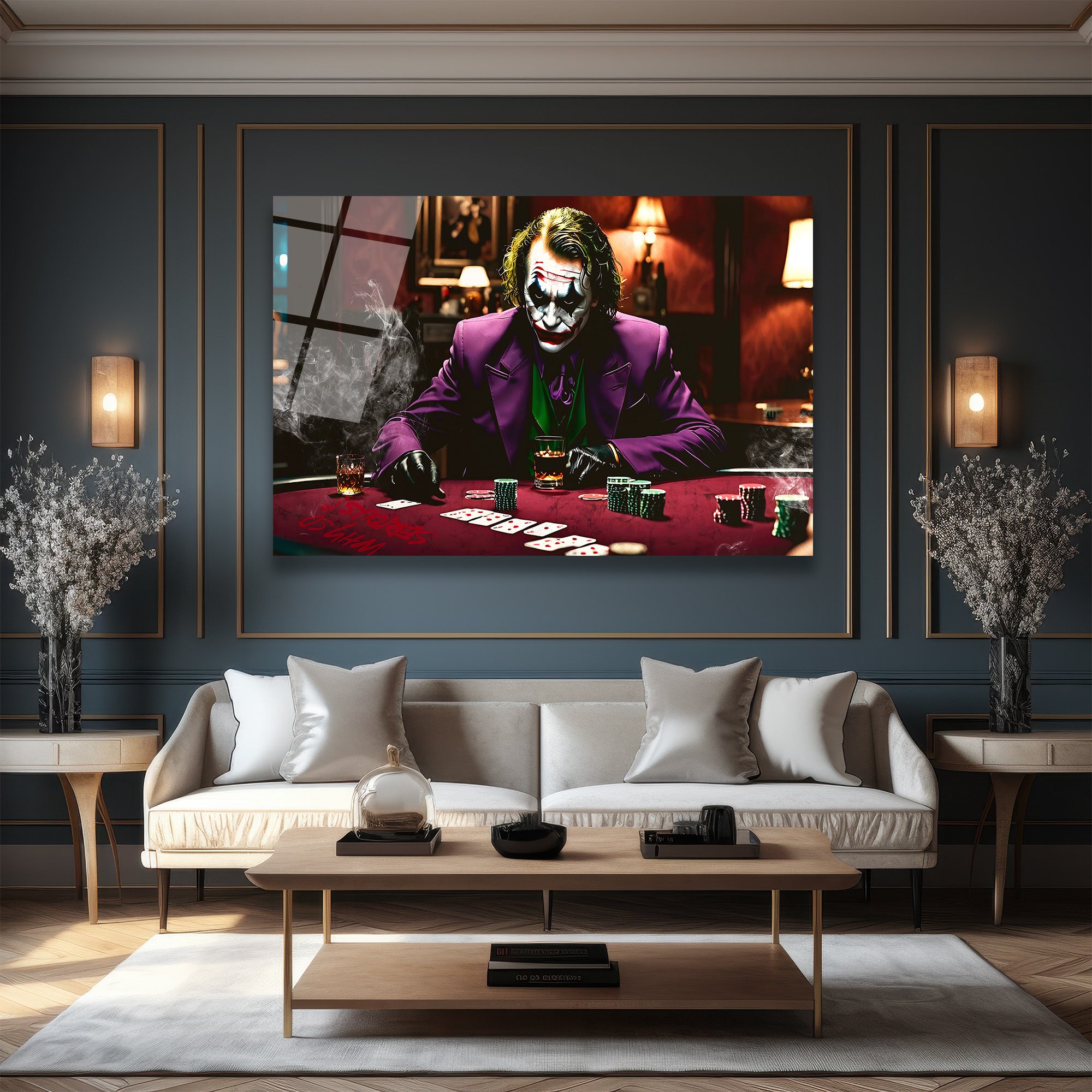 Joker Poker Masasında Cam Tablo - Kural Tanımaz Sanatın İfadesi