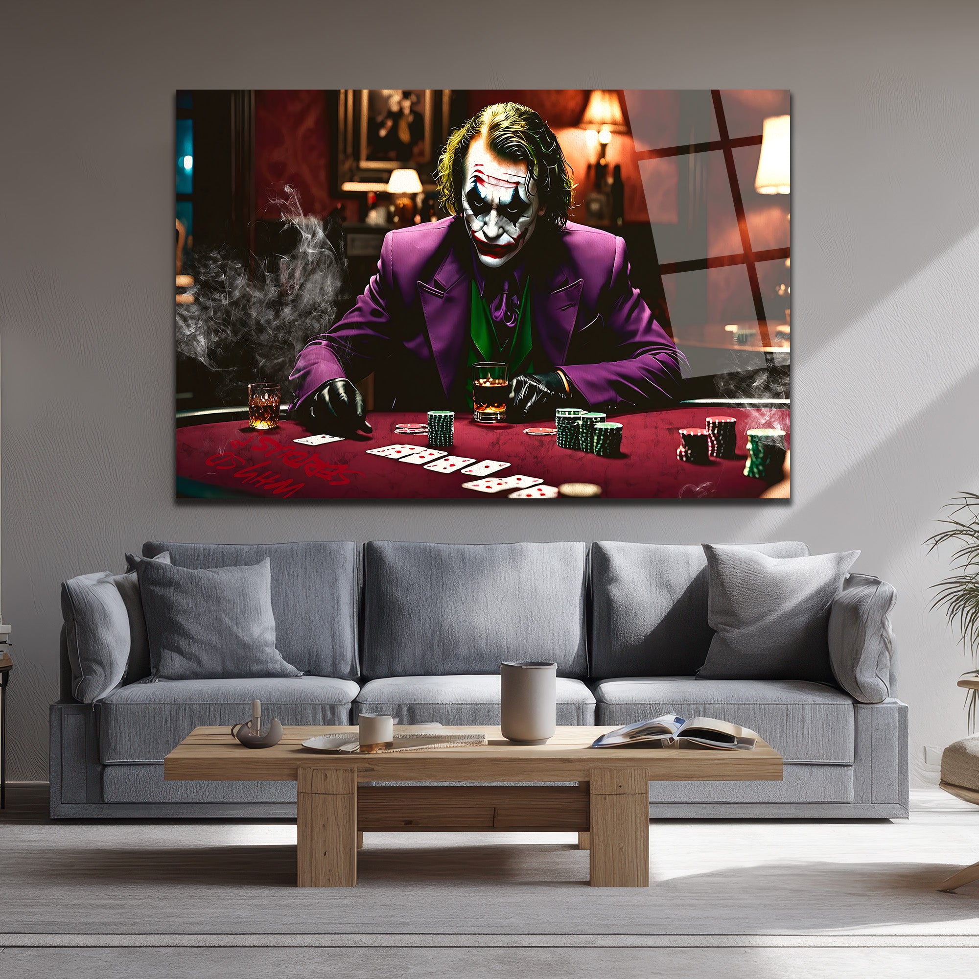 Joker Poker Masasında Cam Tablo - Kural Tanımaz Sanatın İfadesi