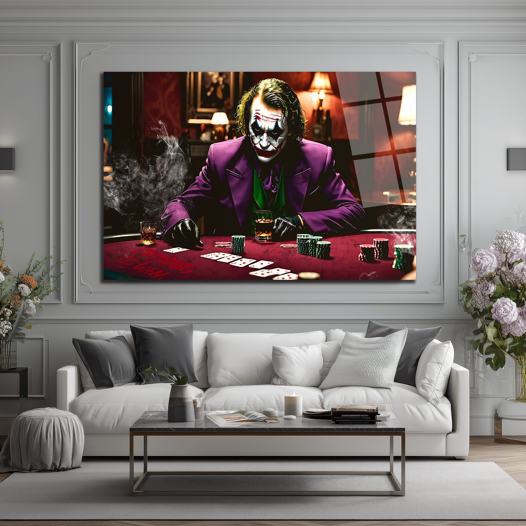 Joker Poker Masasında Cam Tablo - Kural Tanımaz Sanatın İfadesi