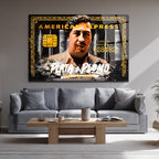 Pablo Escobar 'Plata o Plomo' American Temalı Cam Tablo