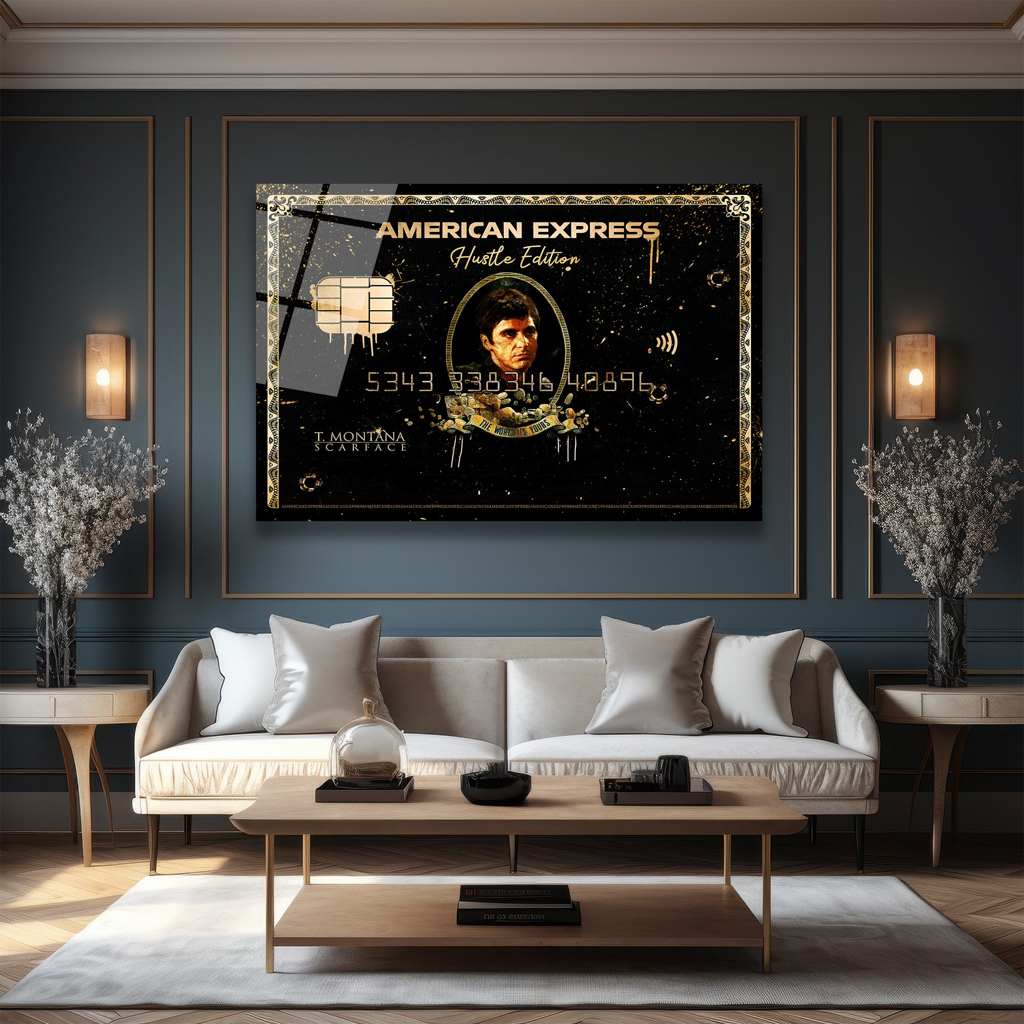 Scarface Hustle Edition Amerikan  Temalı Cam Tablo