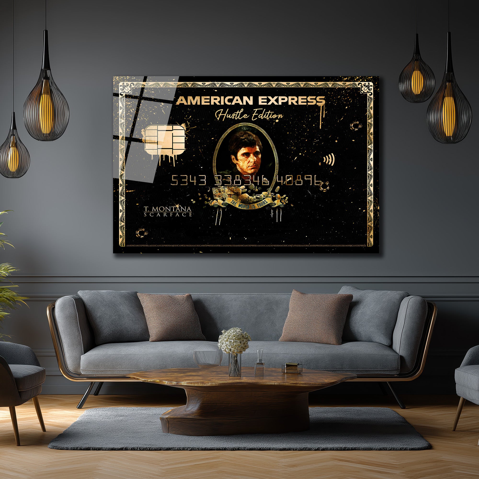 Scarface Hustle Edition Amerikan  Temalı Cam Tablo