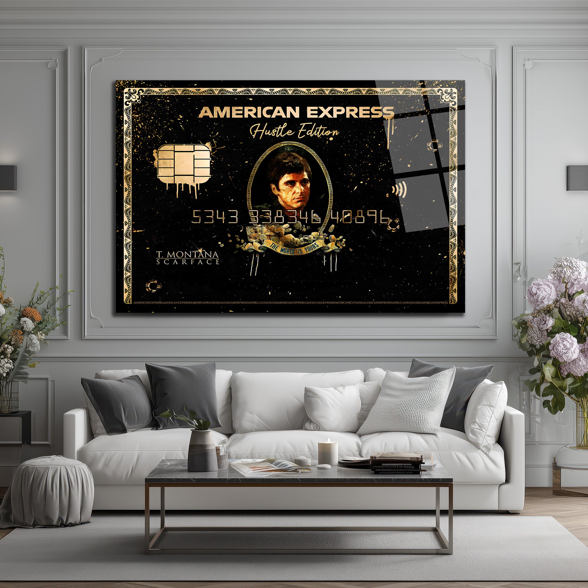 Scarface Hustle Edition Amerikan  Temalı Cam Tablo