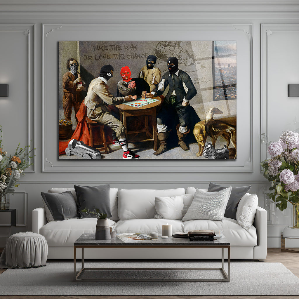 Hayat Bir Monopoly: Risk ve Şans Temalı Modern Cam Tablo