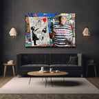 Banksy ve Picasso Esintili Asi Sanatçı Cam Tablo