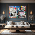 Banksy ve Picasso Esintili Asi Sanatçı Cam Tablo