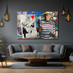 Banksy ve Picasso Esintili Asi Sanatçı Cam Tablo