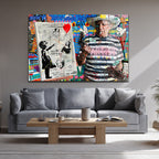 Banksy ve Picasso Esintili Asi Sanatçı Cam Tablo
