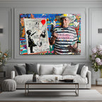 Banksy ve Picasso Esintili Asi Sanatçı Cam Tablo