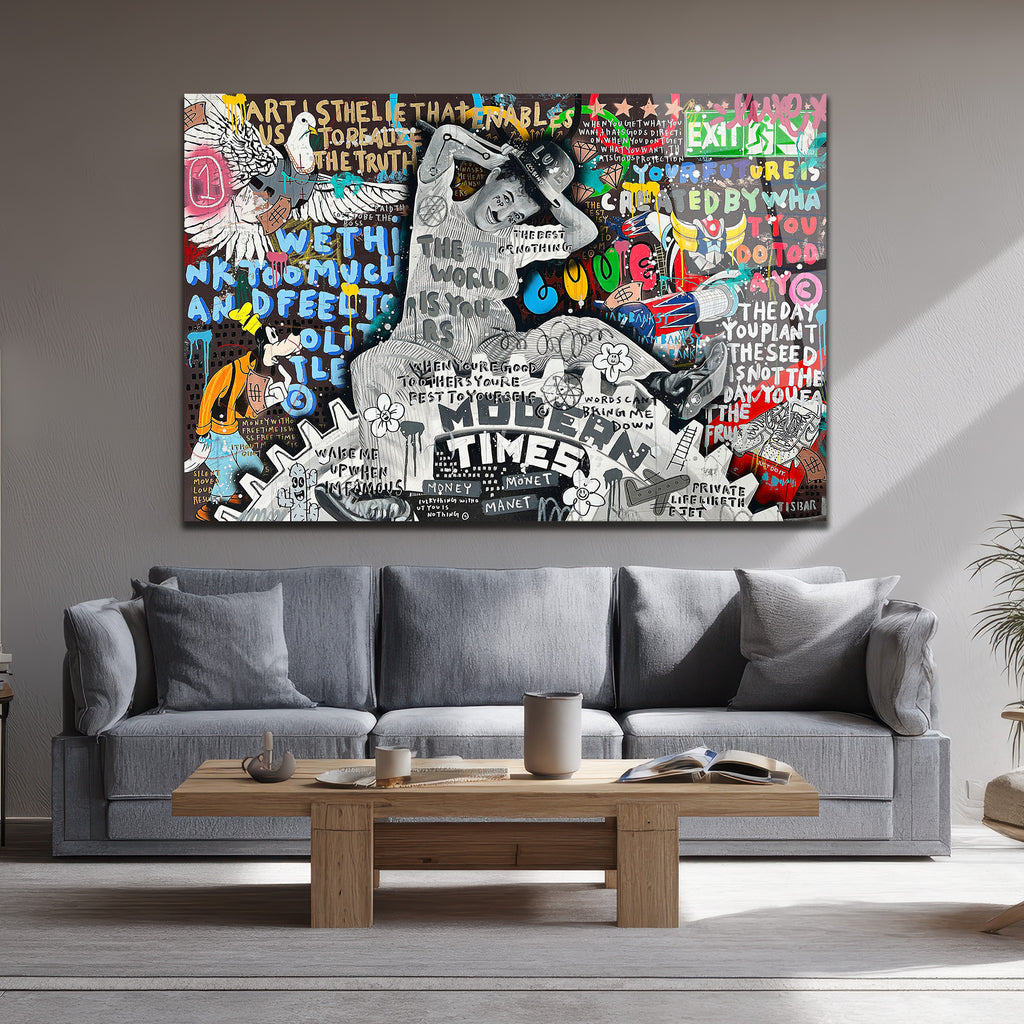 Modern Zamanlar Street Art Cam Tablo - Şehir Ruhu ve Düşünceler