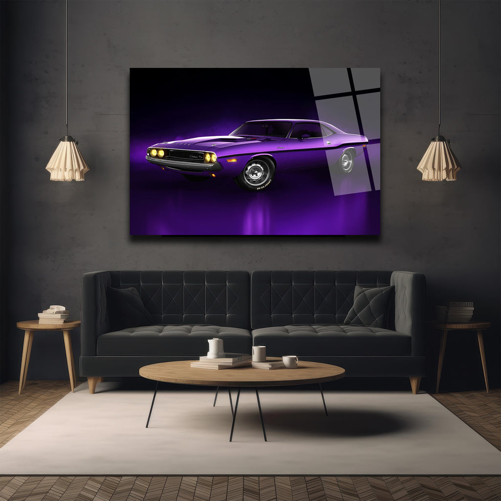 Efsanevi Mor Dodge Challenger Cam Tablo