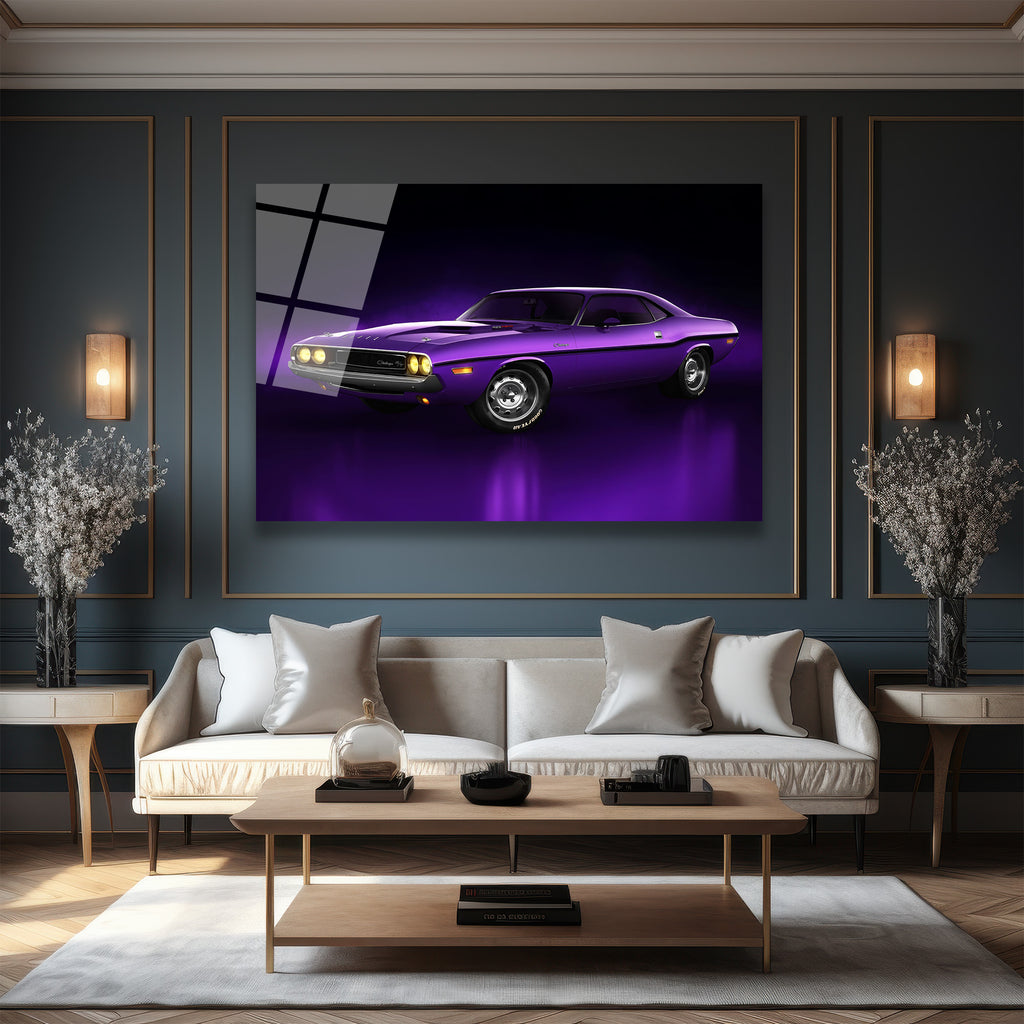 Efsanevi Mor Dodge Challenger Cam Tablo