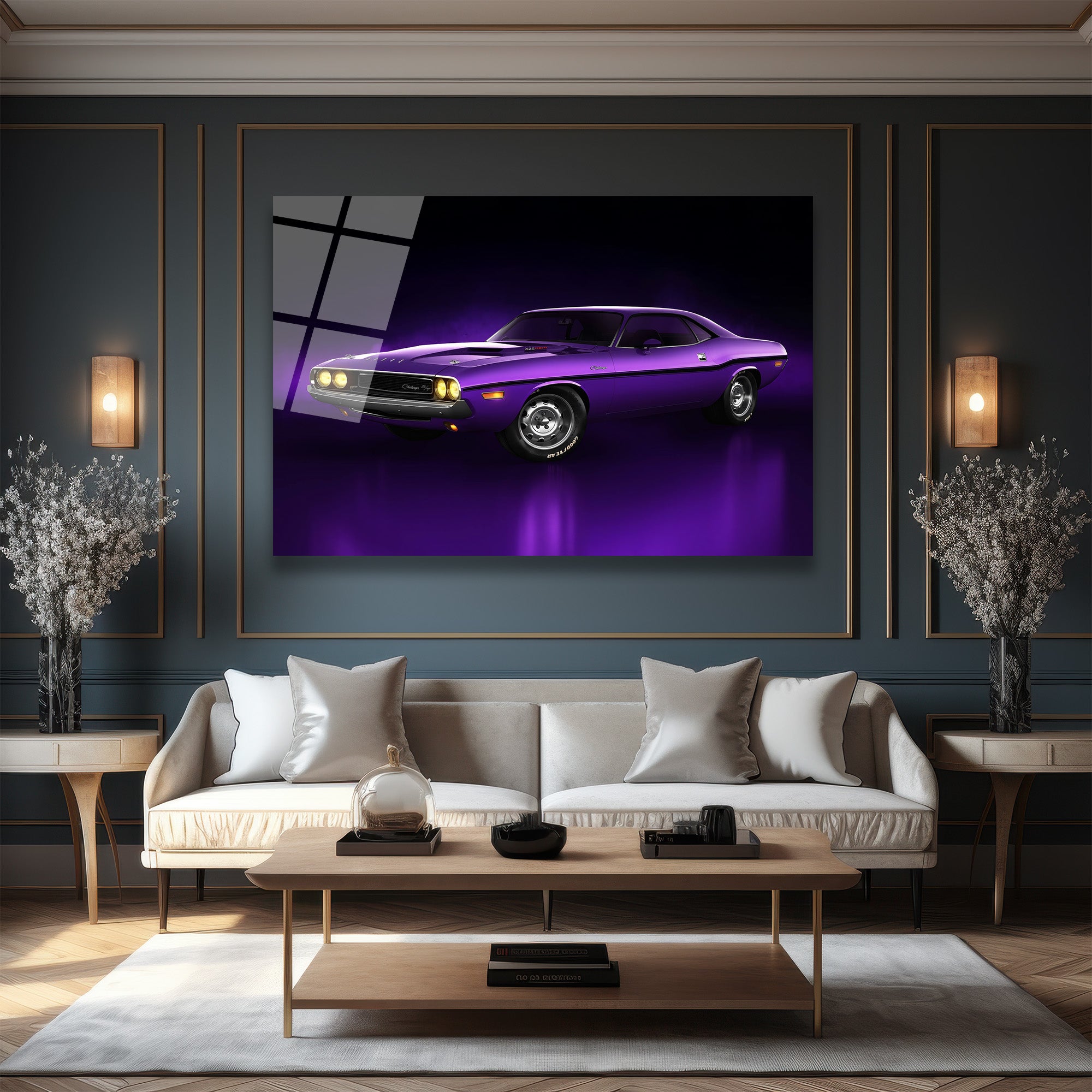 Efsanevi Mor Dodge Challenger Cam Tablo