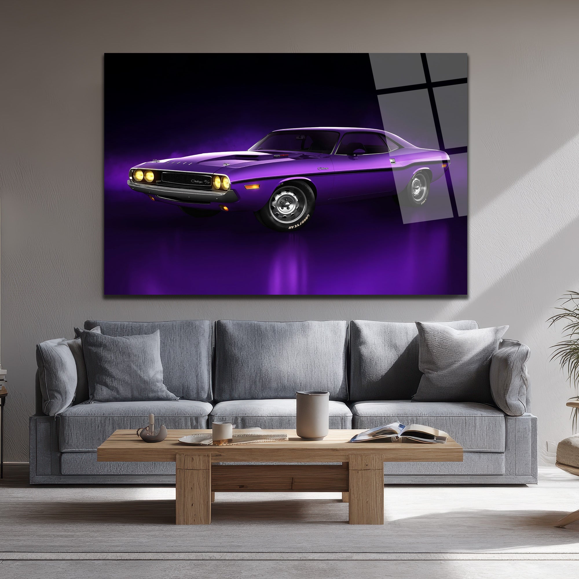 Efsanevi Mor Dodge Challenger Cam Tablo