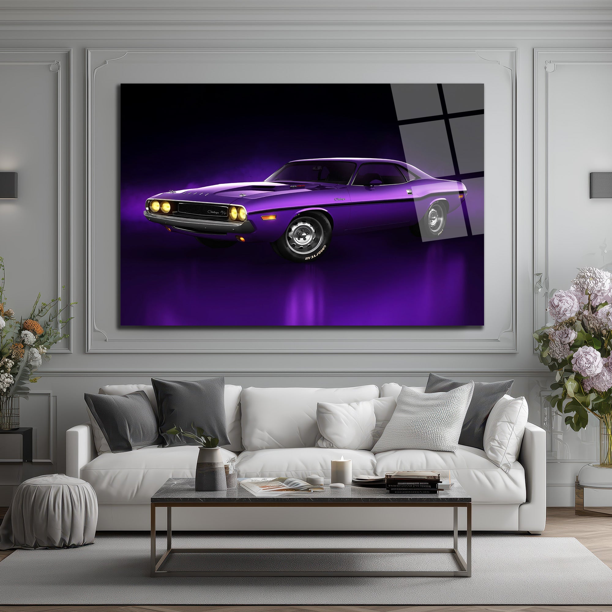 Efsanevi Mor Dodge Challenger Cam Tablo