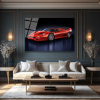 Ferrari F50 Efsanesi Kırmızı Süper Araba Cam Tablo