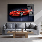 Ferrari F50 Efsanesi Kırmızı Süper Araba Cam Tablo
