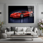 Ferrari F50 Efsanesi Kırmızı Süper Araba Cam Tablo