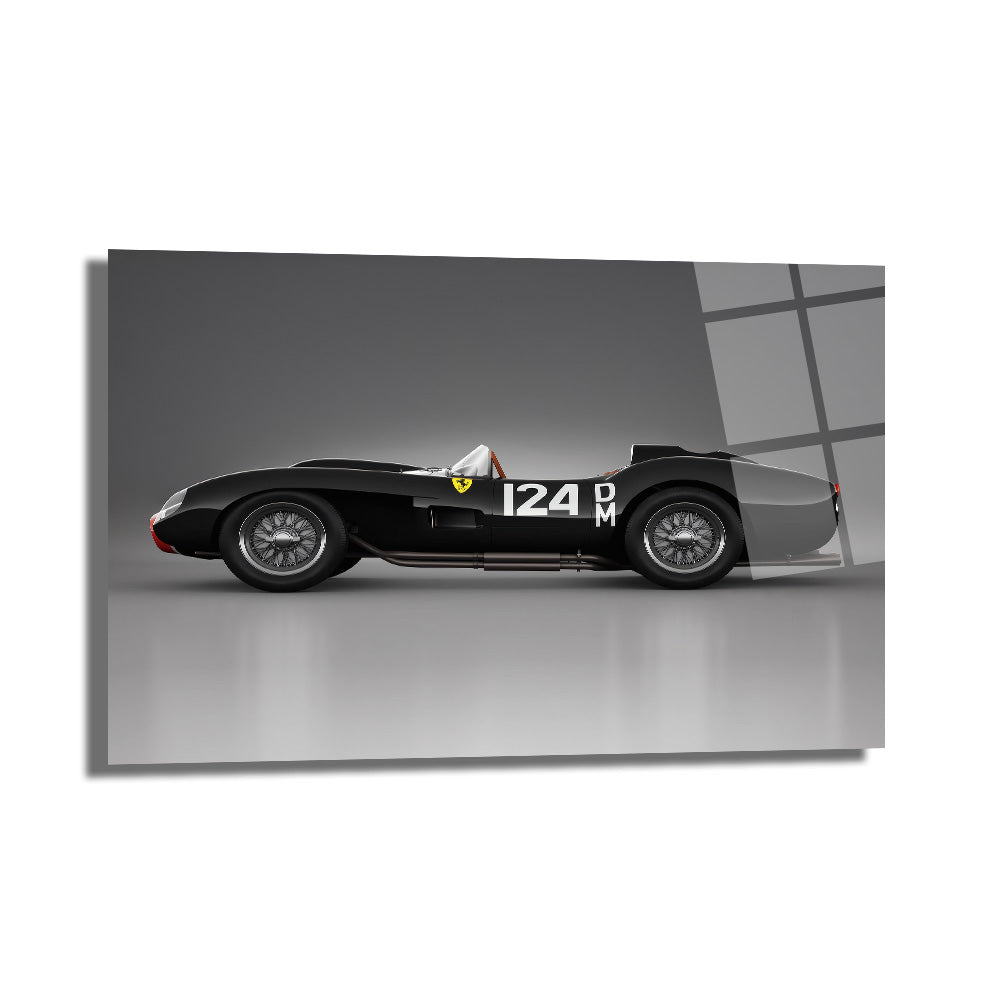 Efsanevi Ferrari 124 DM Yarış Arabası Cam Tablo