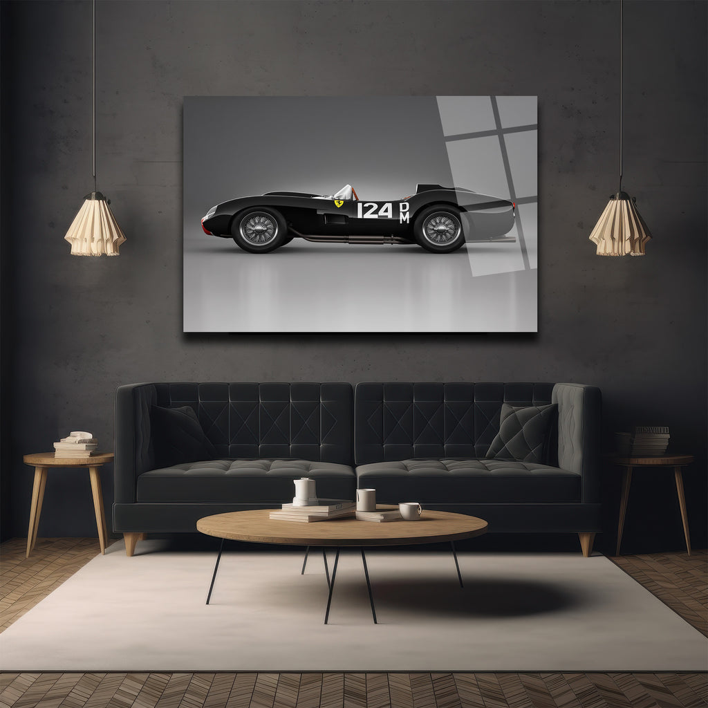 Efsanevi Ferrari 124 DM Yarış Arabası Cam Tablo