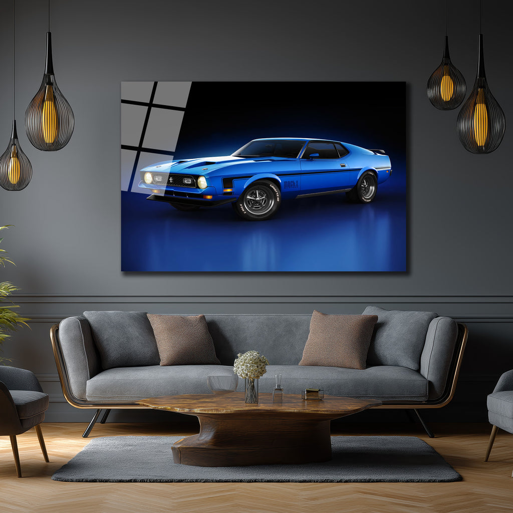 Efsanevi Mavi Ford Mustang Mach 1 Cam Tablo