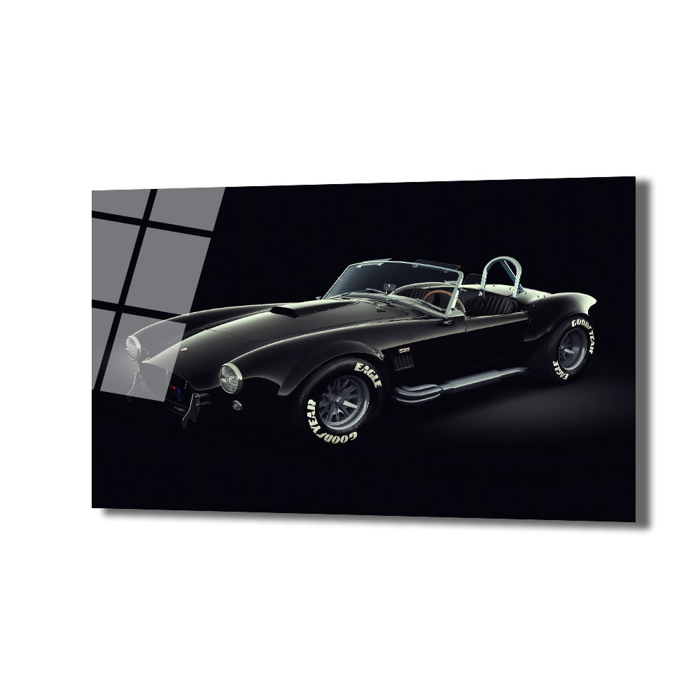 Efsanevi Shelby Cobra Siyah Spor Araba Cam Tablo
