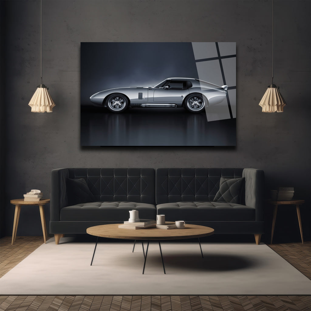 Efsanevi Gümüş Spor Otomobil Cam Tablo - Shelby Daytona Coupe