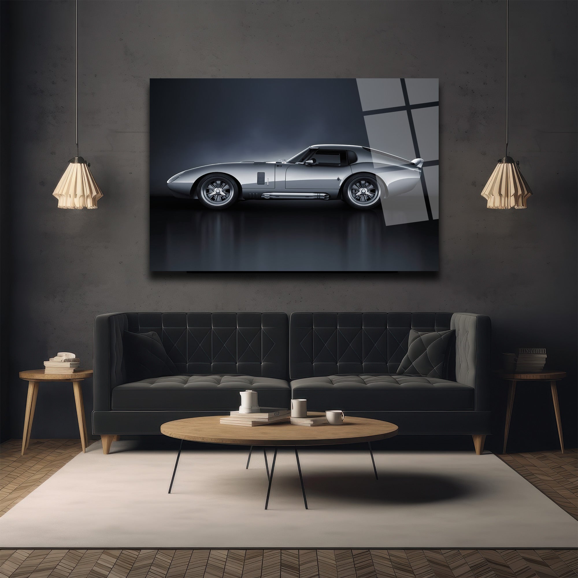 Efsanevi Gümüş Spor Otomobil Cam Tablo - Shelby Daytona Coupe