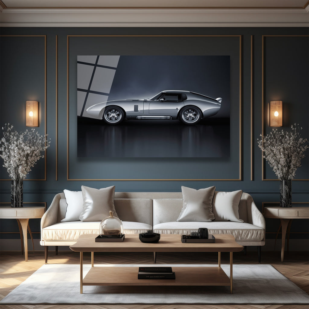 Efsanevi Gümüş Spor Otomobil Cam Tablo - Shelby Daytona Coupe