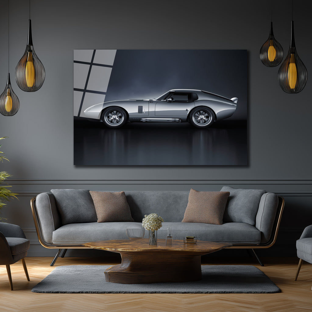 Efsanevi Gümüş Spor Otomobil Cam Tablo - Shelby Daytona Coupe