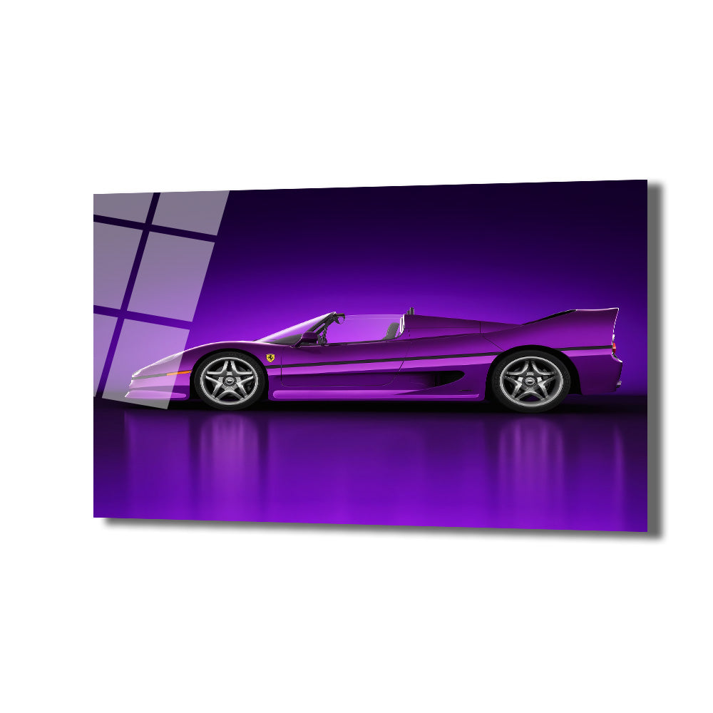 Mor Ferrari F50 Spor Araba Cam Tablo - Hız ve Asalet