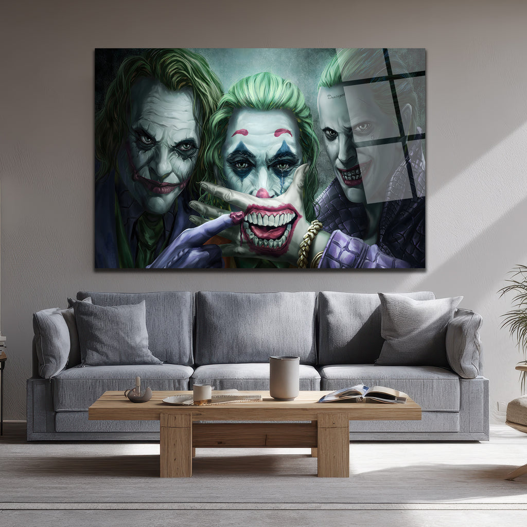 Joker Evrimi: Üç İkonik Yüz Cam Tablo