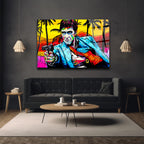 Tony Montana Pop Art Efsanesi Renkli Cam Tablo