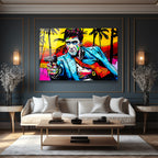 Tony Montana Pop Art Efsanesi Renkli Cam Tablo