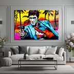 Tony Montana Pop Art Efsanesi Renkli Cam Tablo