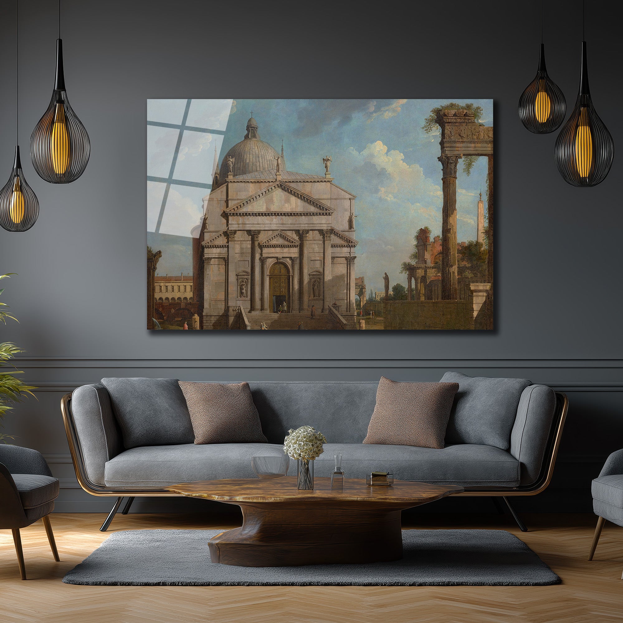 Roma Harabeleri ve Görkemli Yapı Klasik Sanat Cam Tablo
