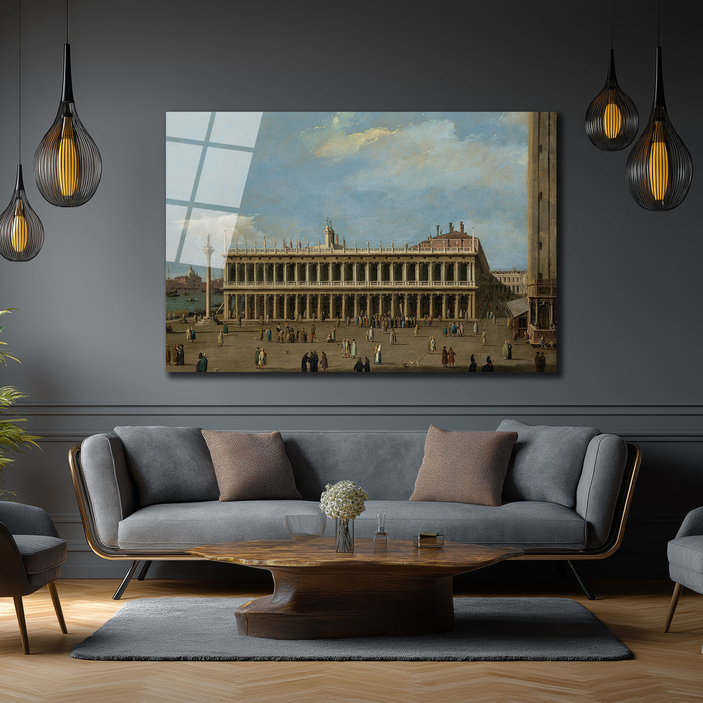 Venedik Meydanı Klasik Sanat Cam Tablo - Tarihi Zarafet