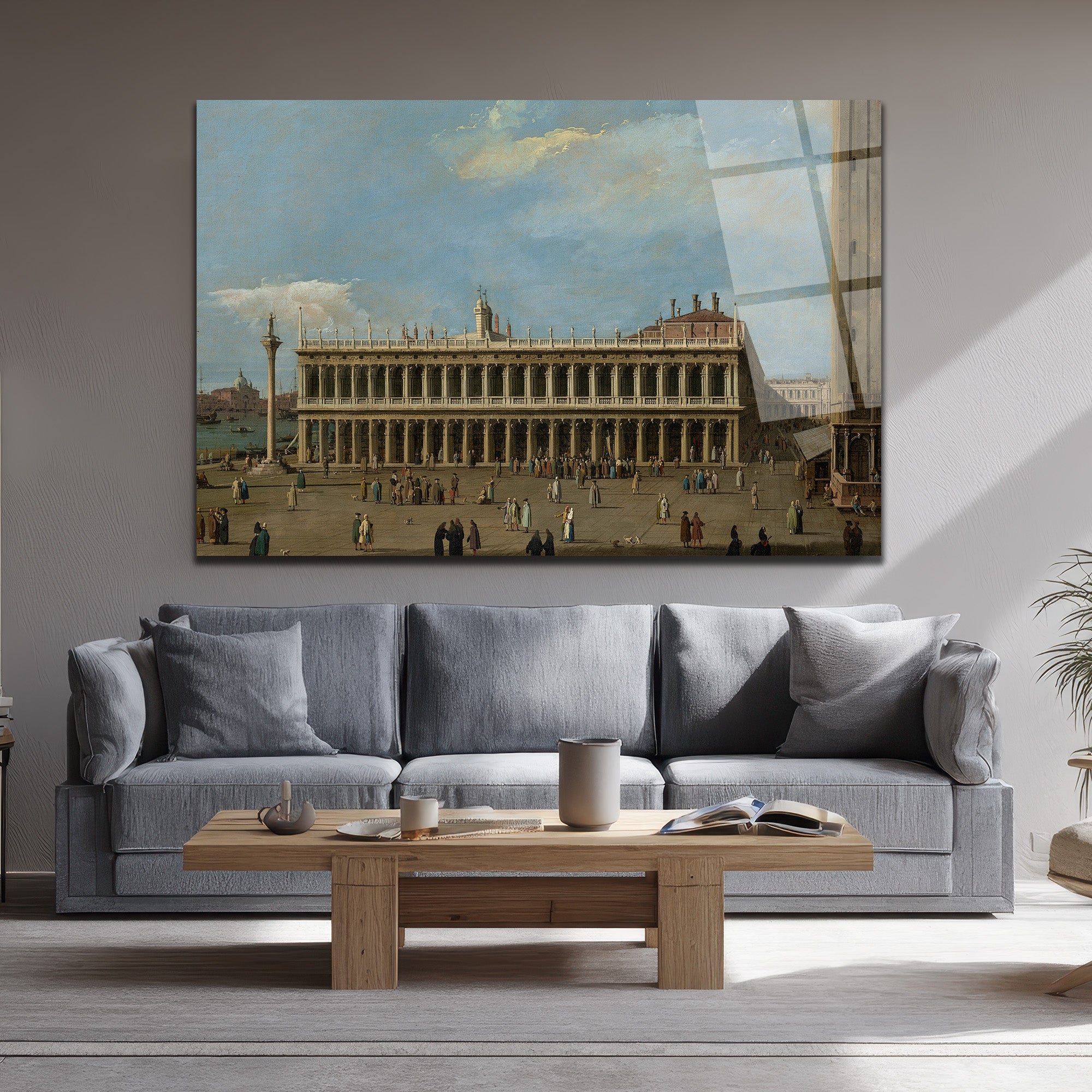 Venedik Meydanı Klasik Sanat Cam Tablo - Tarihi Zarafet