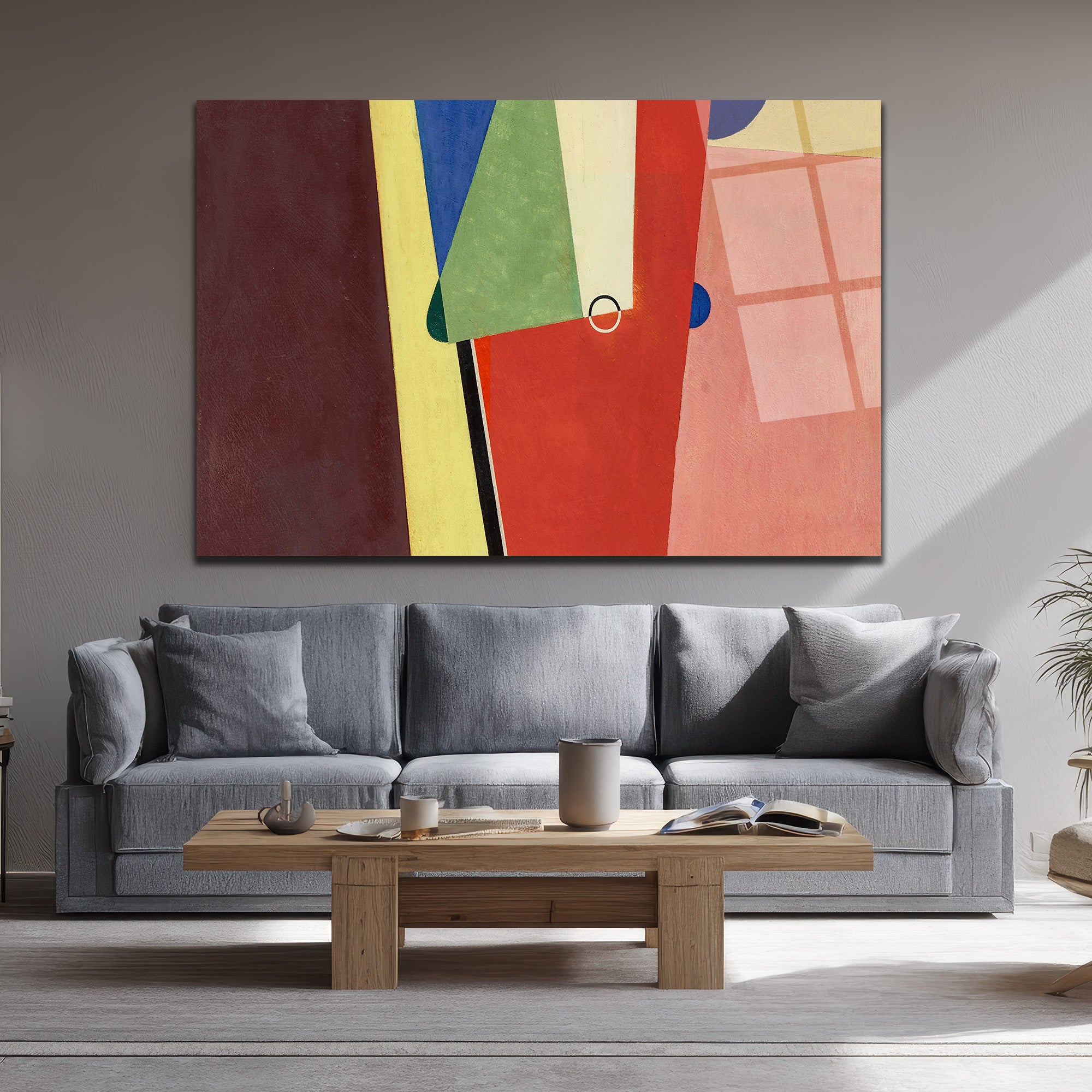 Dinamik Geometrik Soyut Tasarım Cam Tablo - Modern Sanatın Enerjisi