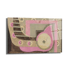 Modern Sanat Pembe ve Gri Geometrik Desenli Cam Tablo