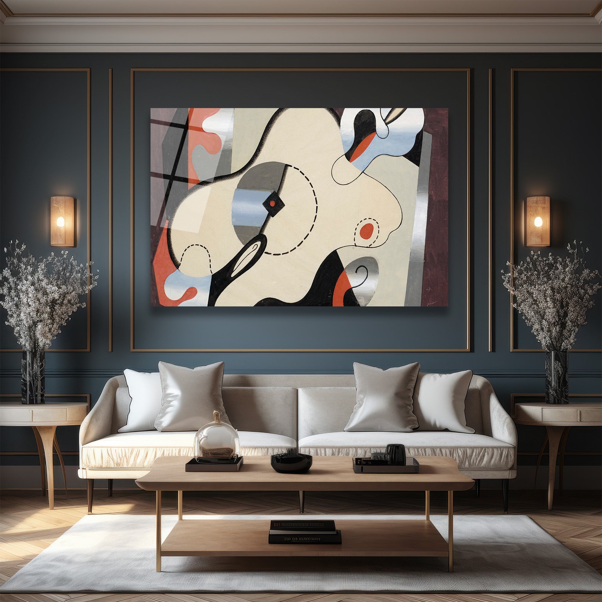 Soyut Dinamik Sanat Temalı Modern Cam Tablo
