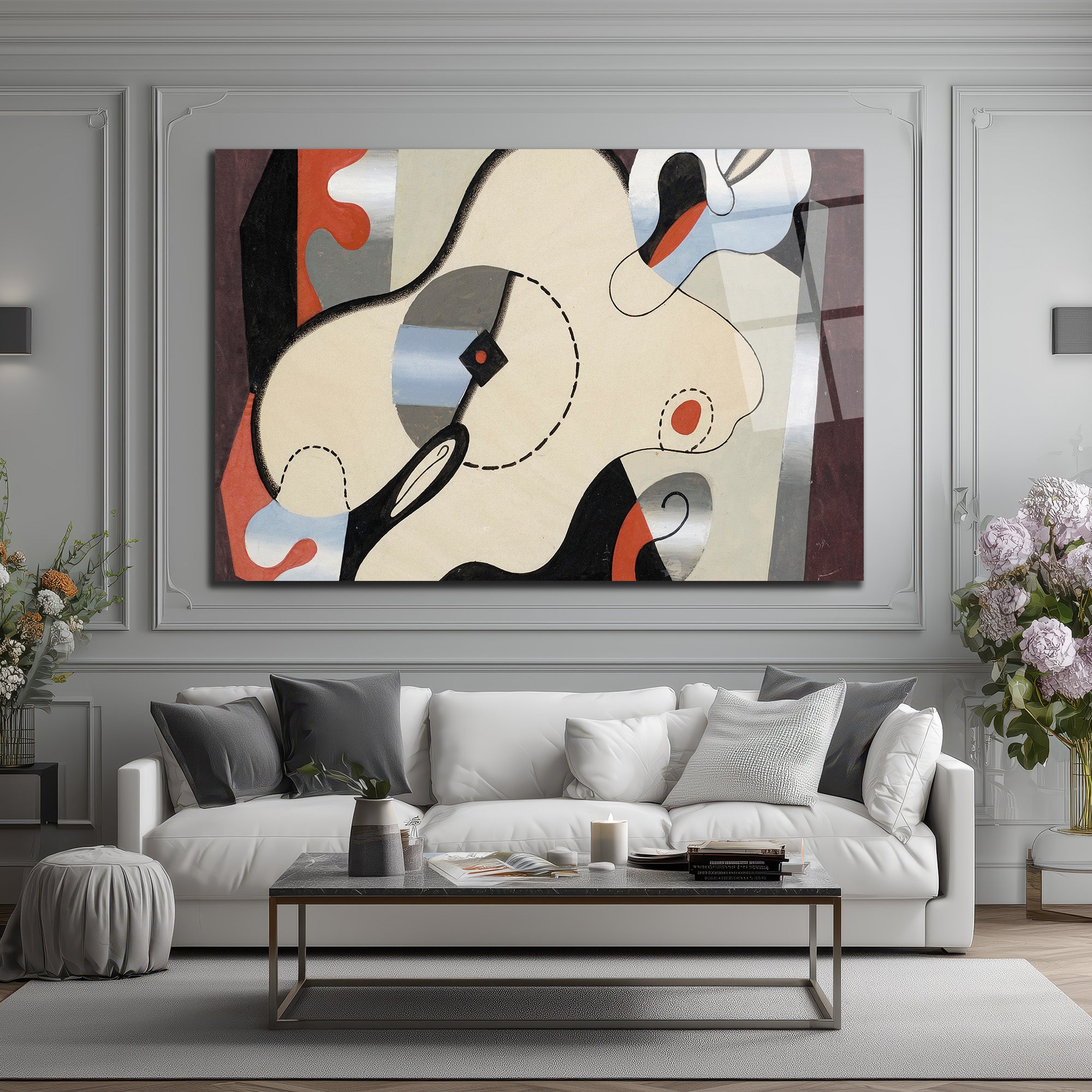 Soyut Dinamik Sanat Temalı Modern Cam Tablo